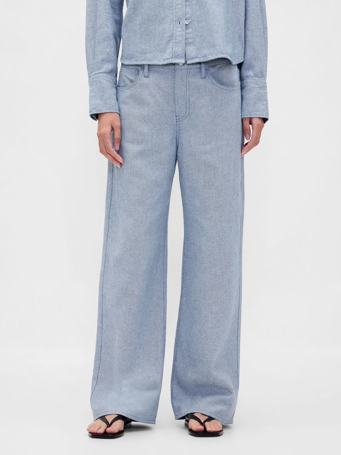 Брюки широкие льняные Gap Light Blue