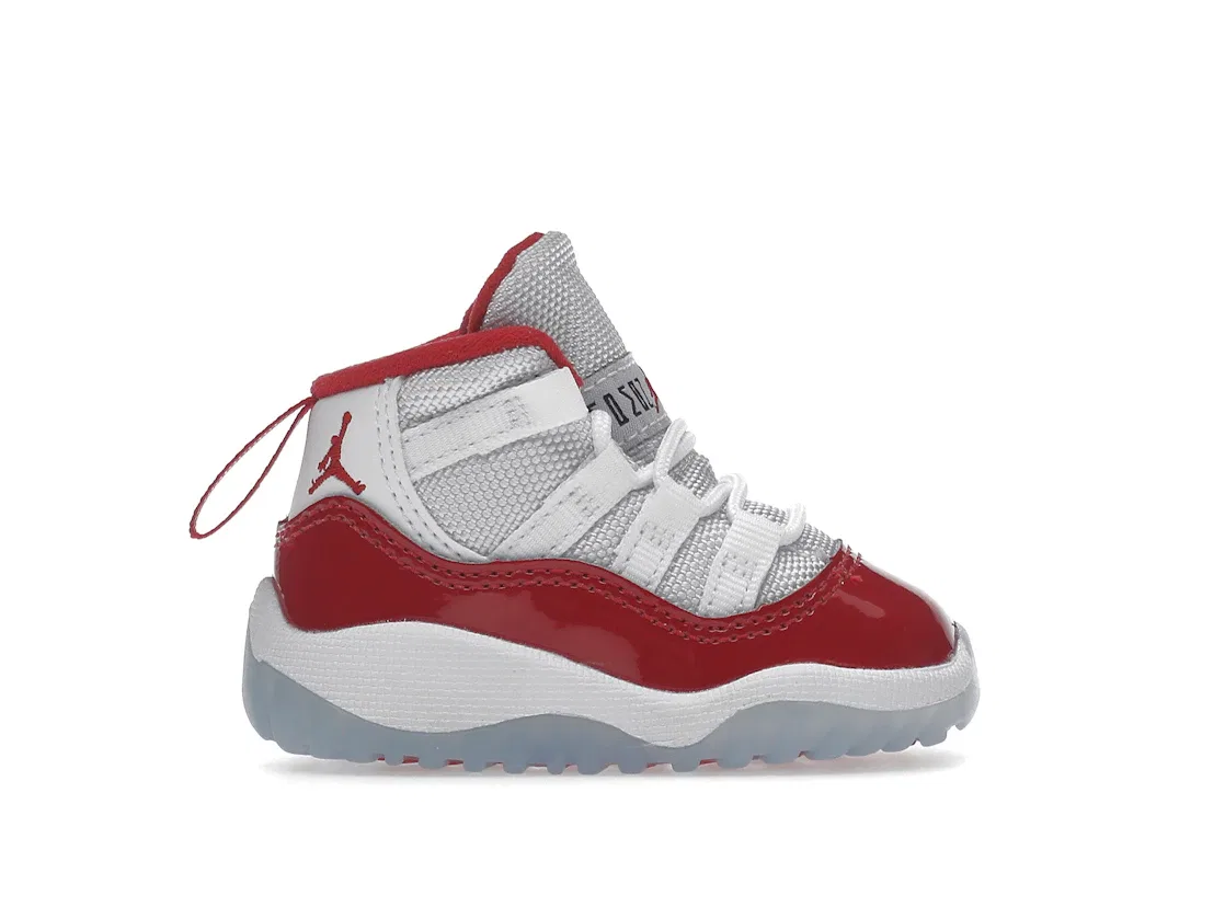 Детские кроссовки с верхом из кожи и сетки Jordan 11 Retro, White/Varsity Red-Black