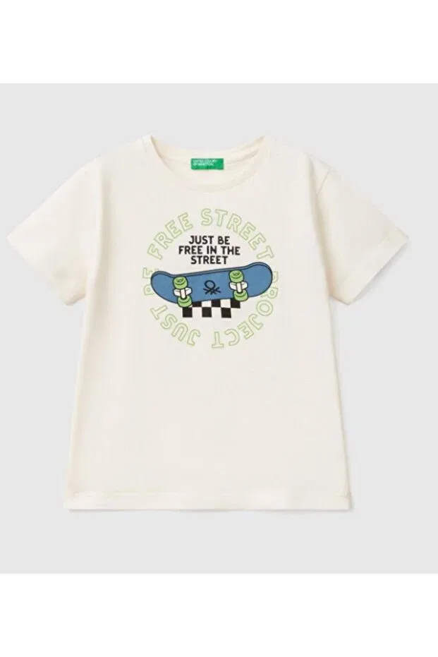 Детская футболка для мальчиков с коротким рукавом United Colors Of Benetton, White