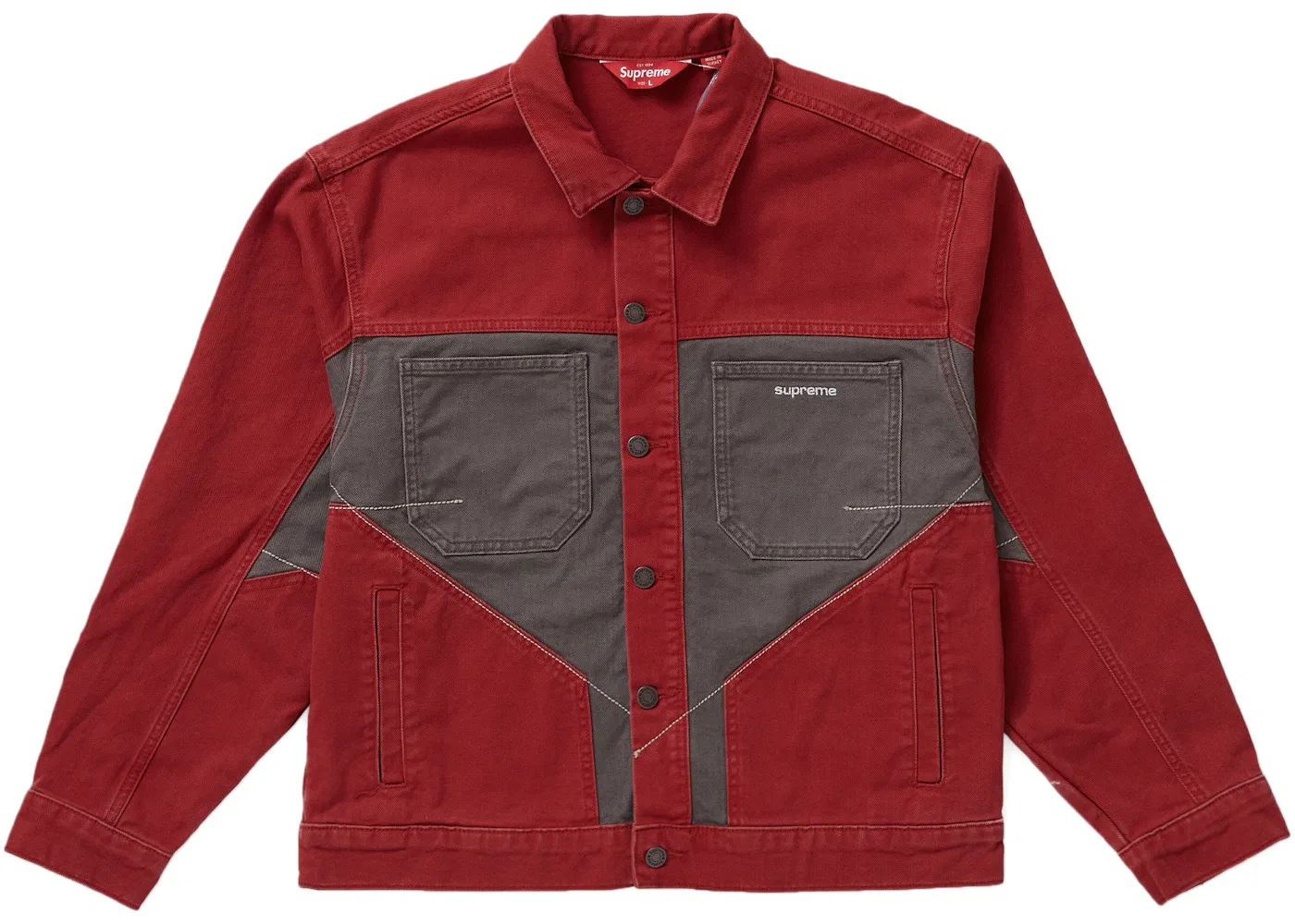 Мужская куртка-джинсовка с контрастными панелями Supreme, Red