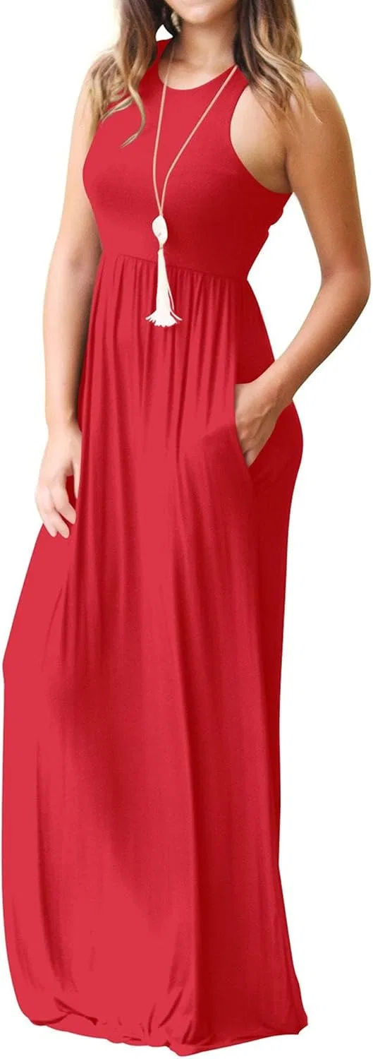 Женская свободная макси-футболка с карманами, Bright Red — фото 3