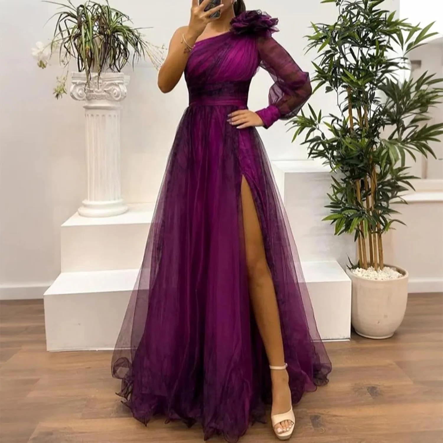 Женское вечернее платье с цветочным кружевом, модель Wedding Guest Dresses For Women, C-hot Pink — фото 3