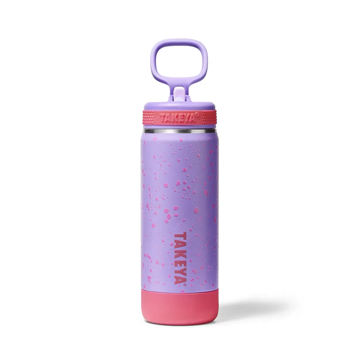 Детская бутылка для воды 21 см светящаяся в темноте с трубочкой Takeya, Grape Glow