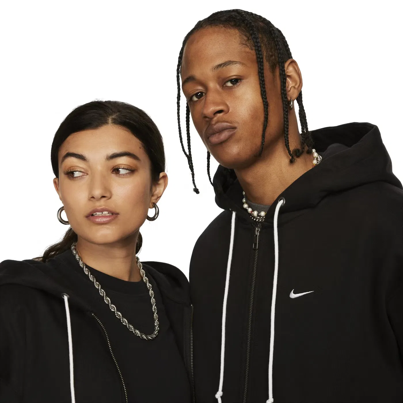Худи на молнии с полной застежкой Solo Swoosh Nike, черный — фото 2