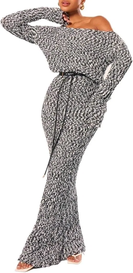Женское платье-свитер макси с принтом Knitwear, Multicolor