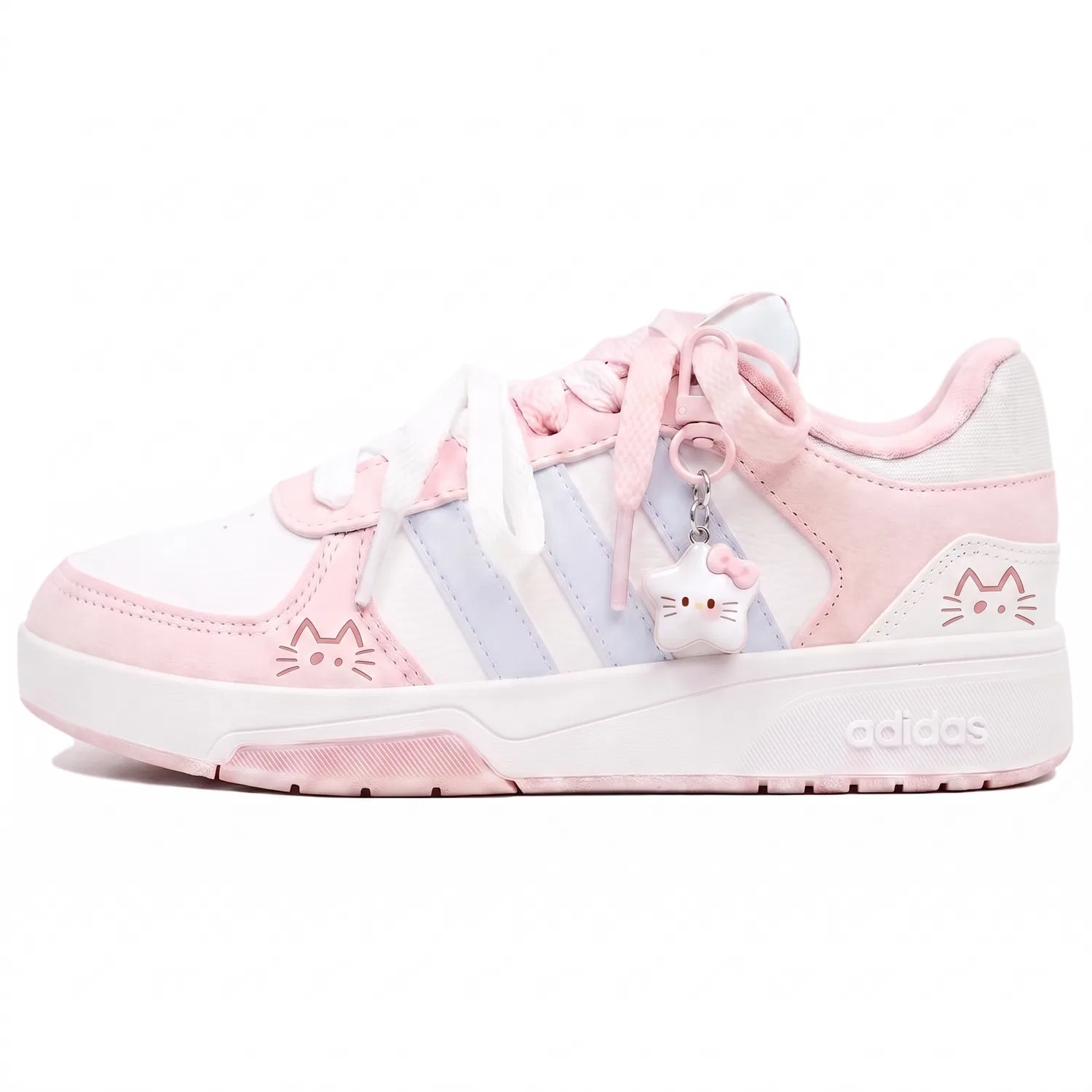 Детские кроссовки с принтом Adidas COURTBEAT, Blue Star Mimi-Blue Pink-Custom