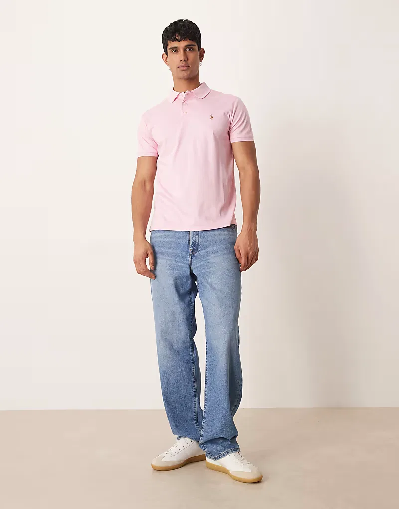 Футболка трикотажная с коротким рукавом и логотипом Icon Polo Ralph Lauren, кремовый — фото 2