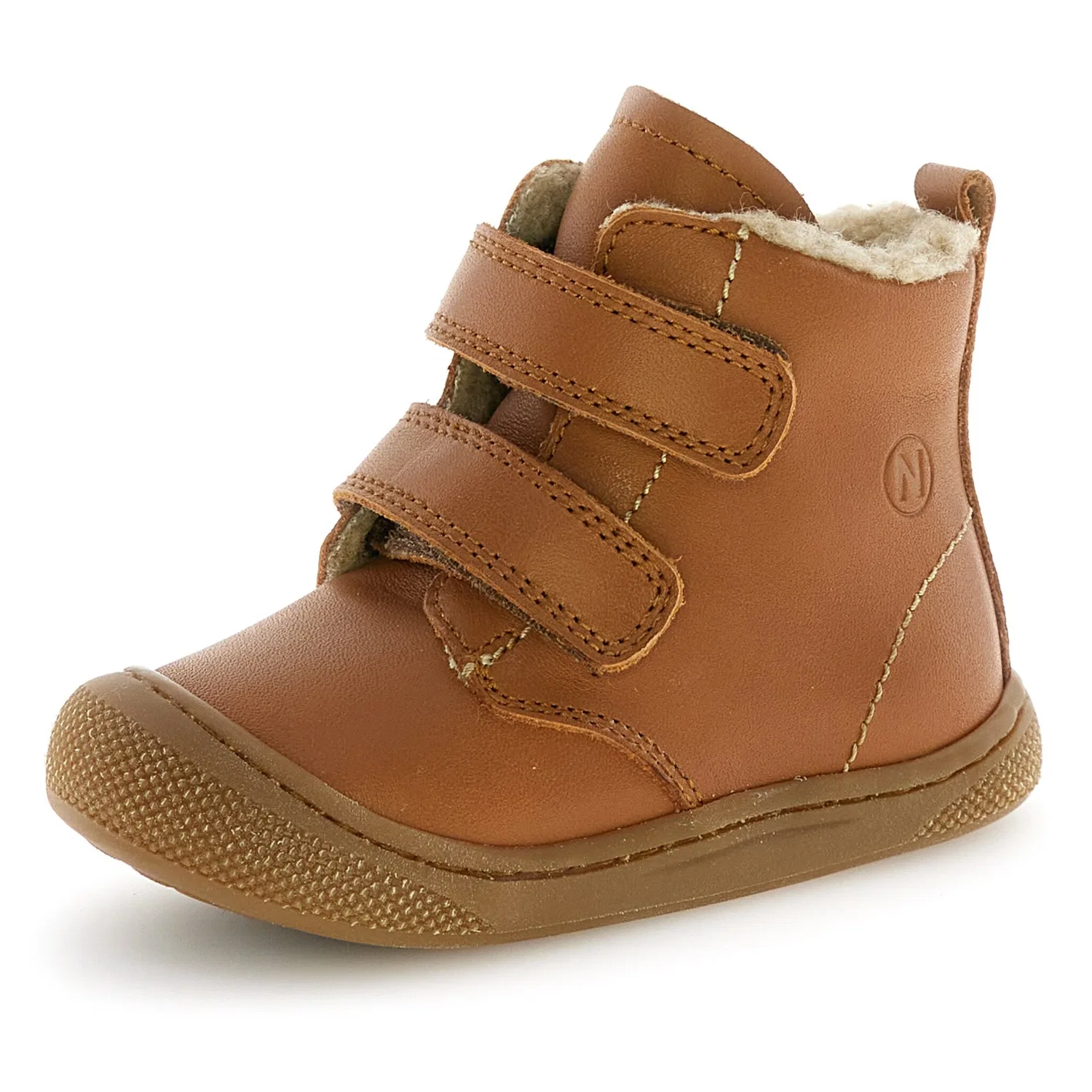 Детские зимние кожаные ботинки на липучках Bubble Wide Naturino, Brown