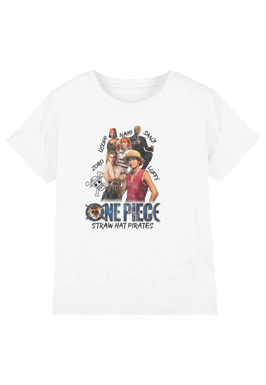 Детская футболка с принтом One Piece Straw Hat Pirate Netflix, White