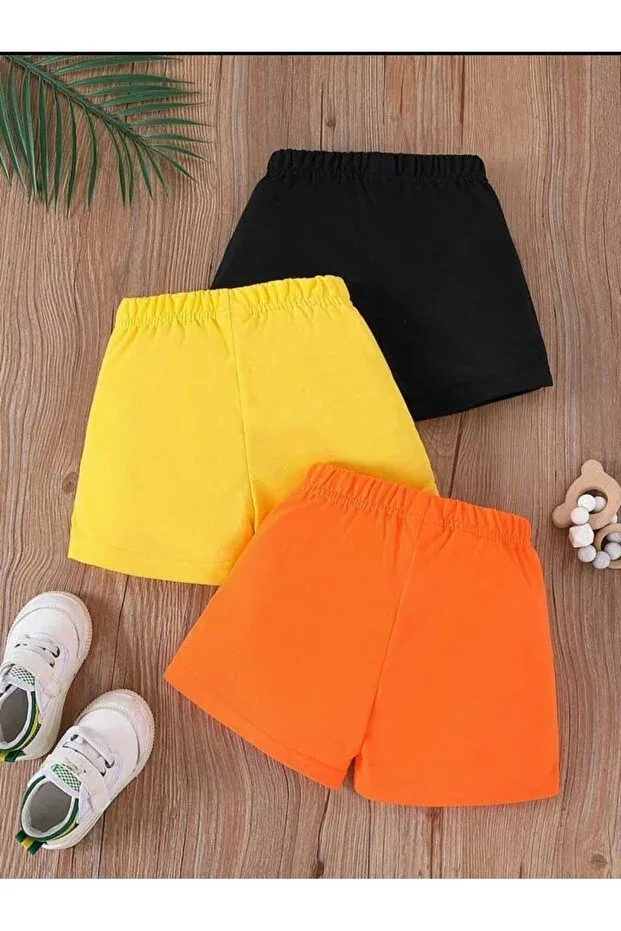 Детские шорты для мальчиков с принтом 3-пак Vestir Bien, Black Orange Yellow — фото 2