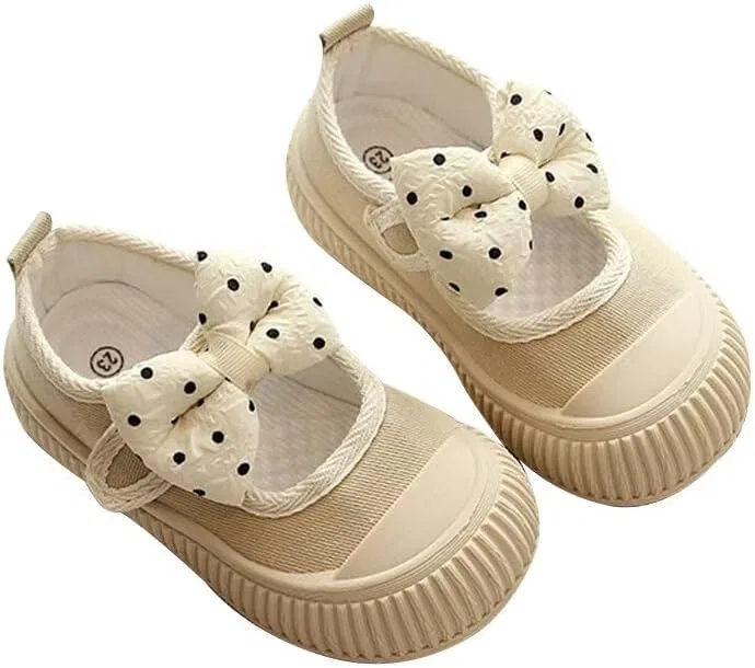 Детские туфли для девочек с бантом Casual Flats Zonkacen, Beige