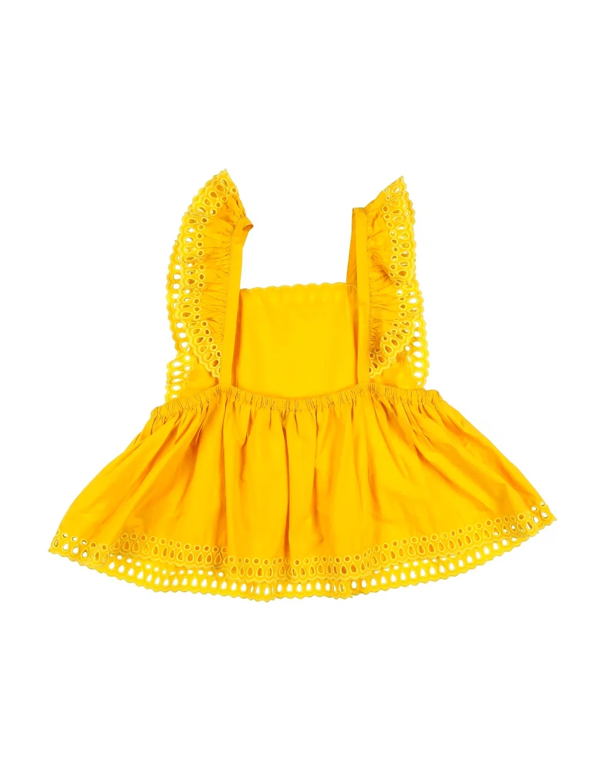 Детское топ для девочек кружевной с открытой спиной Stella Mccartney Kids, желтый — фото 2
