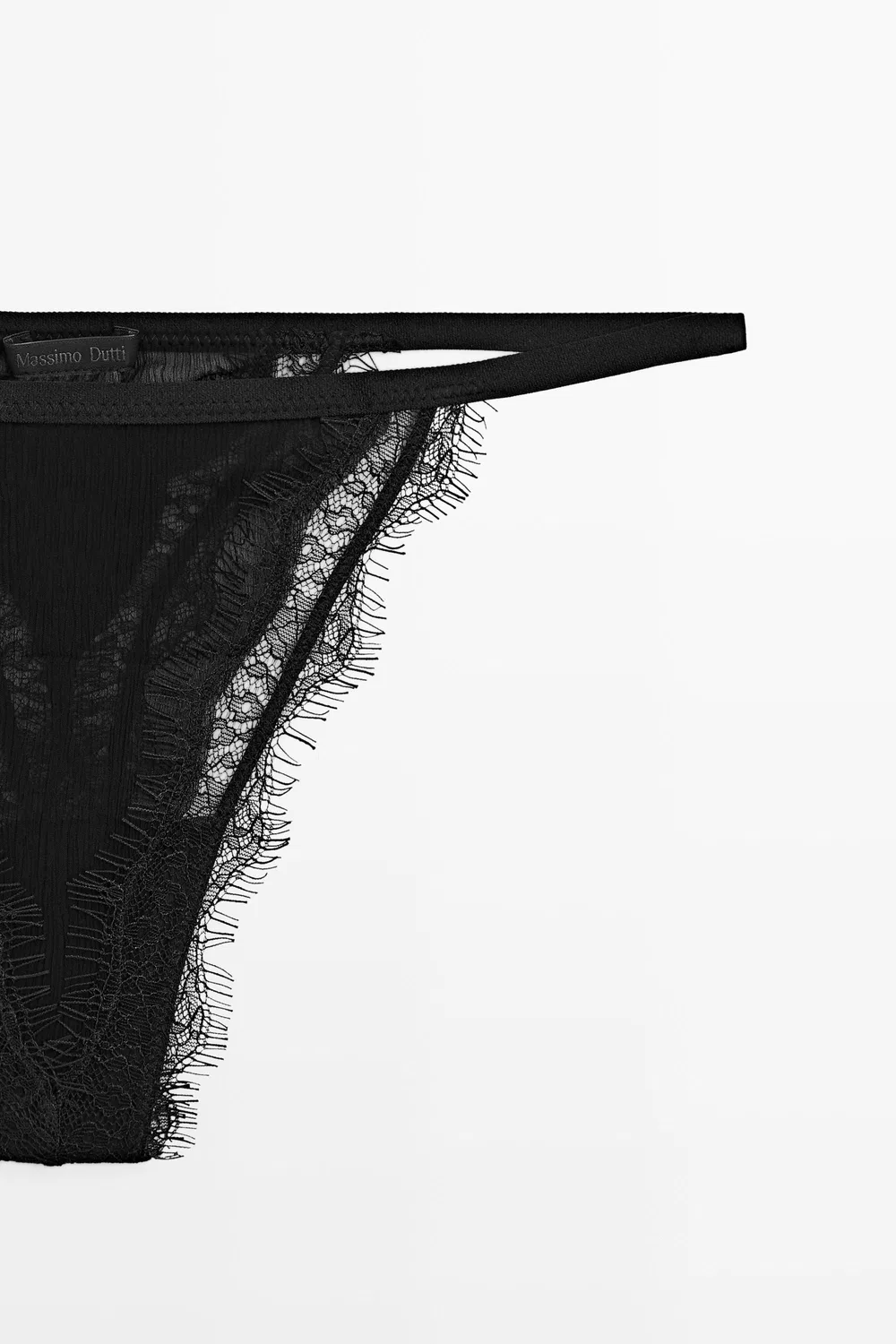 Трусики-стринги Massimo Dutti, с кружевной отделкой, черный — фото 4
