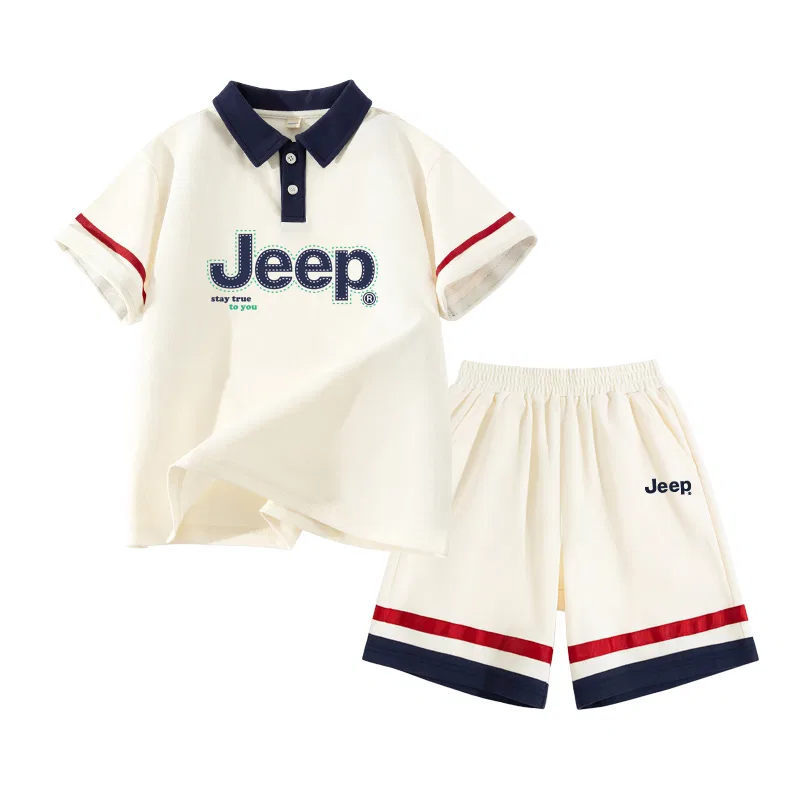 Детский спортивный комплект из 2 предметов с принтом, модель Apricot/E Line White Green-Apricot/E Navy Blue Label K, Jeep, Apricot/E Line White Green-Apricot/E Navy Blue Label K