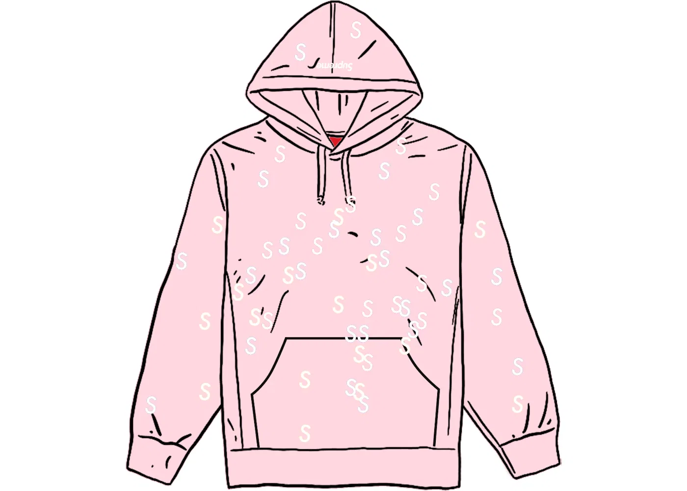 Мужской худи с вышивкой Supreme, Light Pink