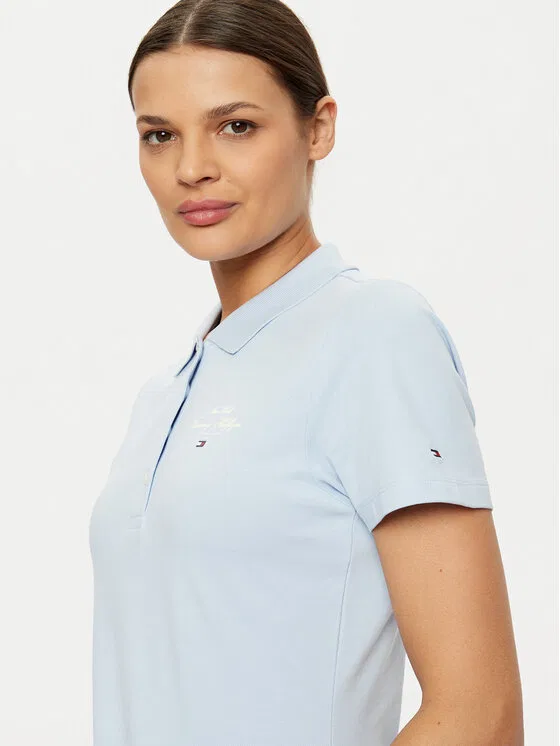 Поло slim fit Tommy Hilfiger, светло-голубой — фото 4