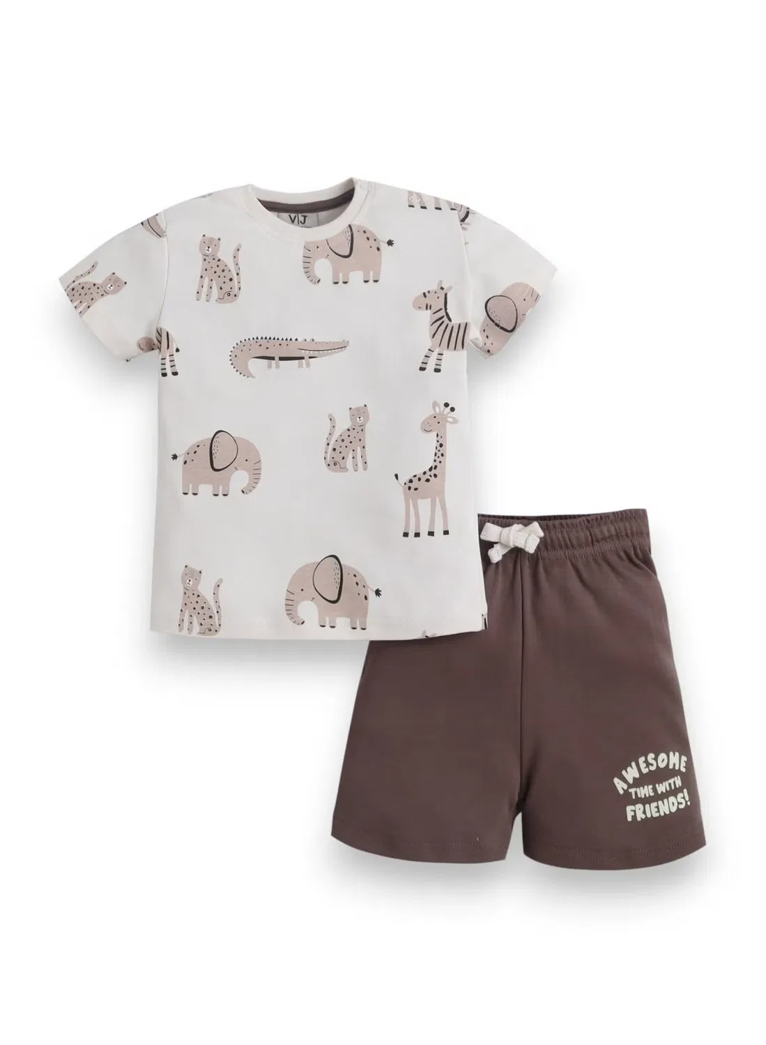 Пижамный комплект с принтом сафари, модель Safari Animal Print, Victor And Jane, бежевый — фото 4