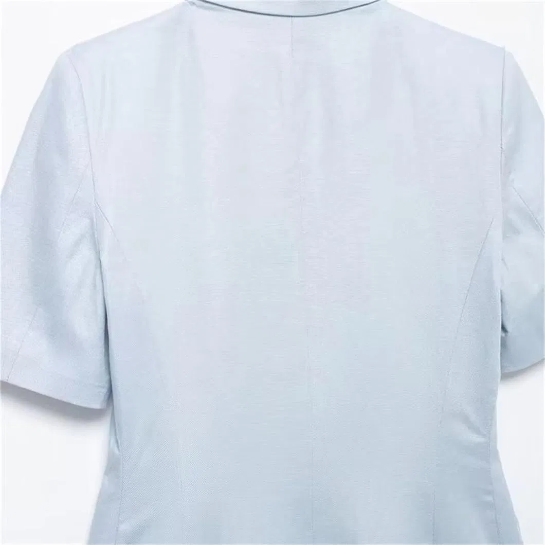 Женское платье-костюм с отложным воротником Generic, Lightblue — фото 3