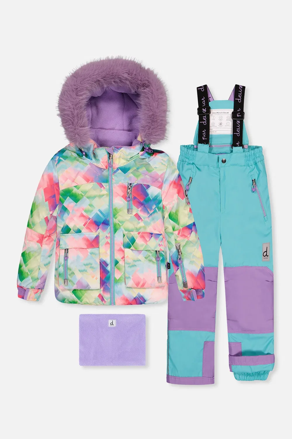 Детский зимний комплект с ромбовидным принтом Deux par Deux, Multicolored With A Diamond Pattern