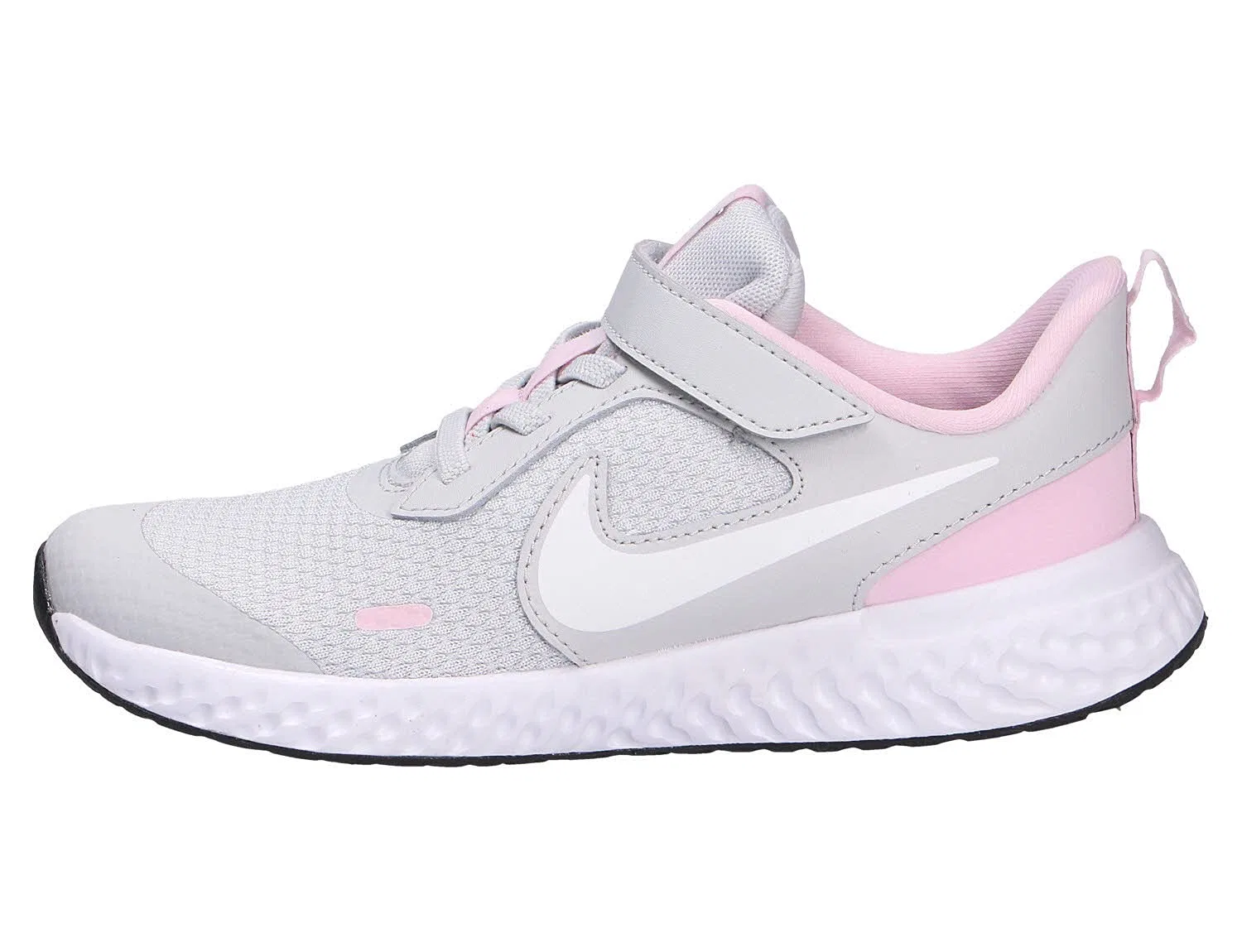Детские кроссовки для мальчиков с липучкой Revolution 5 NIKE, Photon Dust White Pink Foam — фото 2