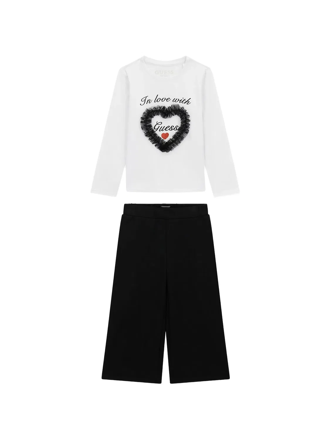 Комплект из футболки и брюк с оборками Guess Kids, белый