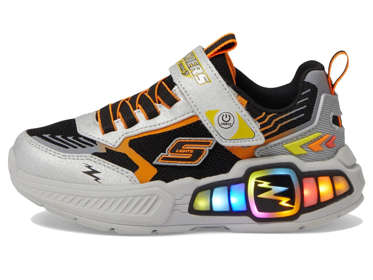 Детские кроссовки для девочек с подсветкой Light Storm 3 Skechers, Silver Black — фото 4