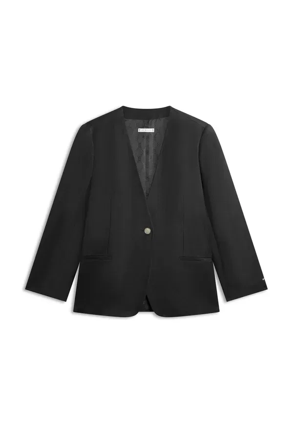 Блейзер из льняной смеси Gold-tone button relaxed linen blend blazer Tommy Hilfiger, черный — фото 4