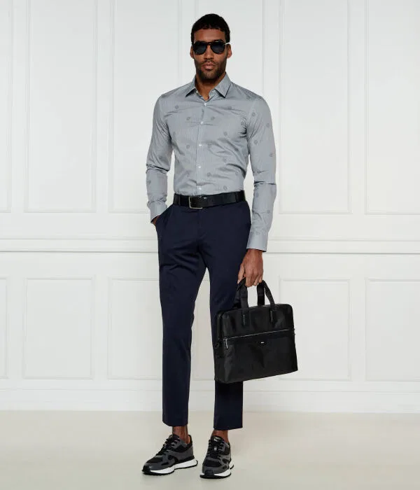 Мужская рубашка с длинным рукавом H-Hank-S-Kent-C1-232 Slim Fit BOSS, черный — фото 2
