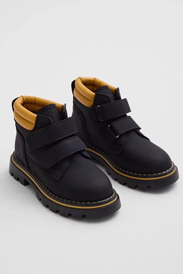 Детские ботинки для девочек на толстой подошве Tonny Black, Black Yellow — фото 3