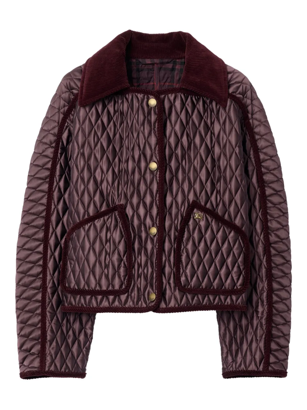 Стеганый пуховик с вельветовой отделкой Burberry, красный