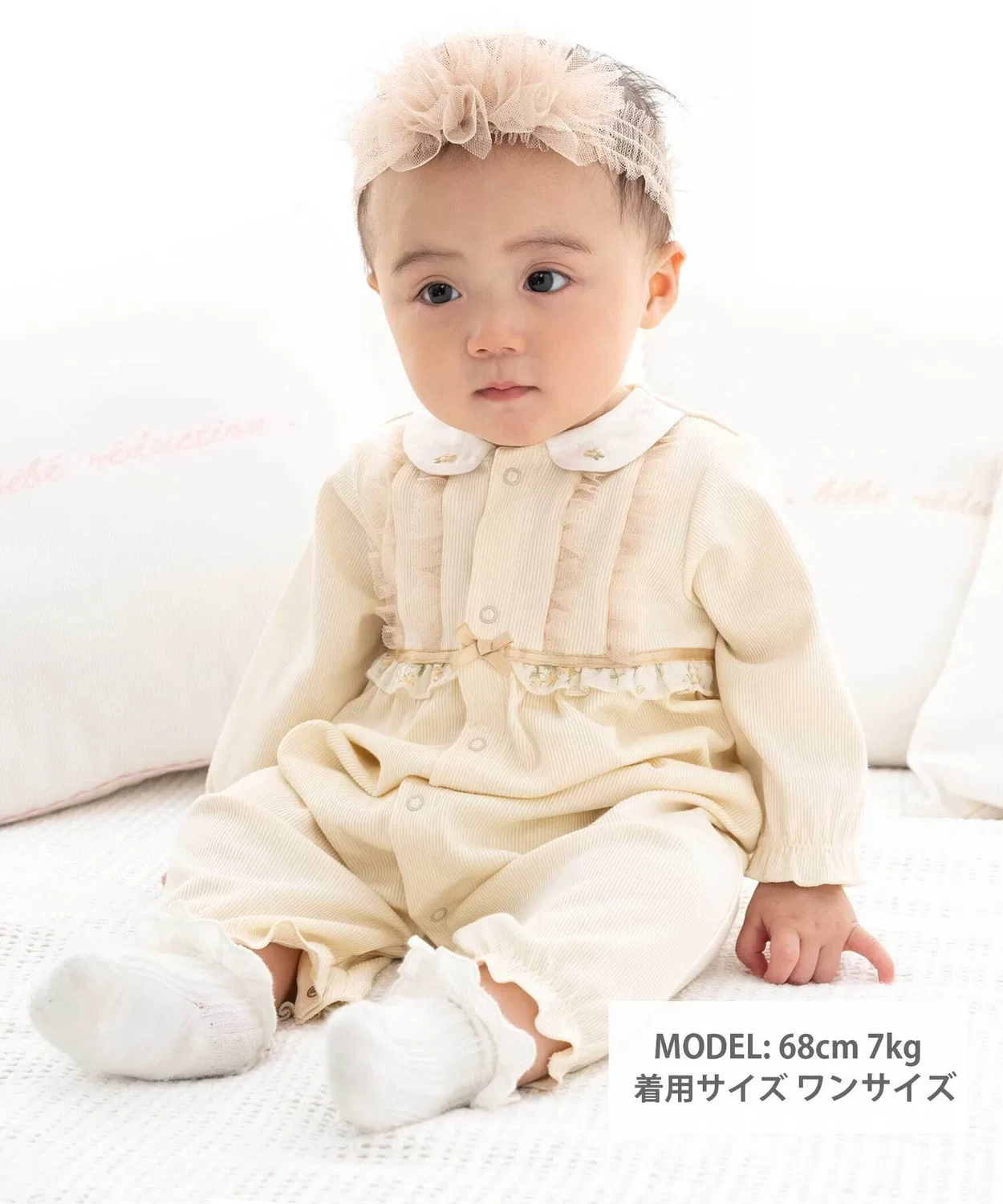 Детский комбинезон-боди с рюшами для девочек 50-75 см fillot de bebe reduction, Yellow — фото 2