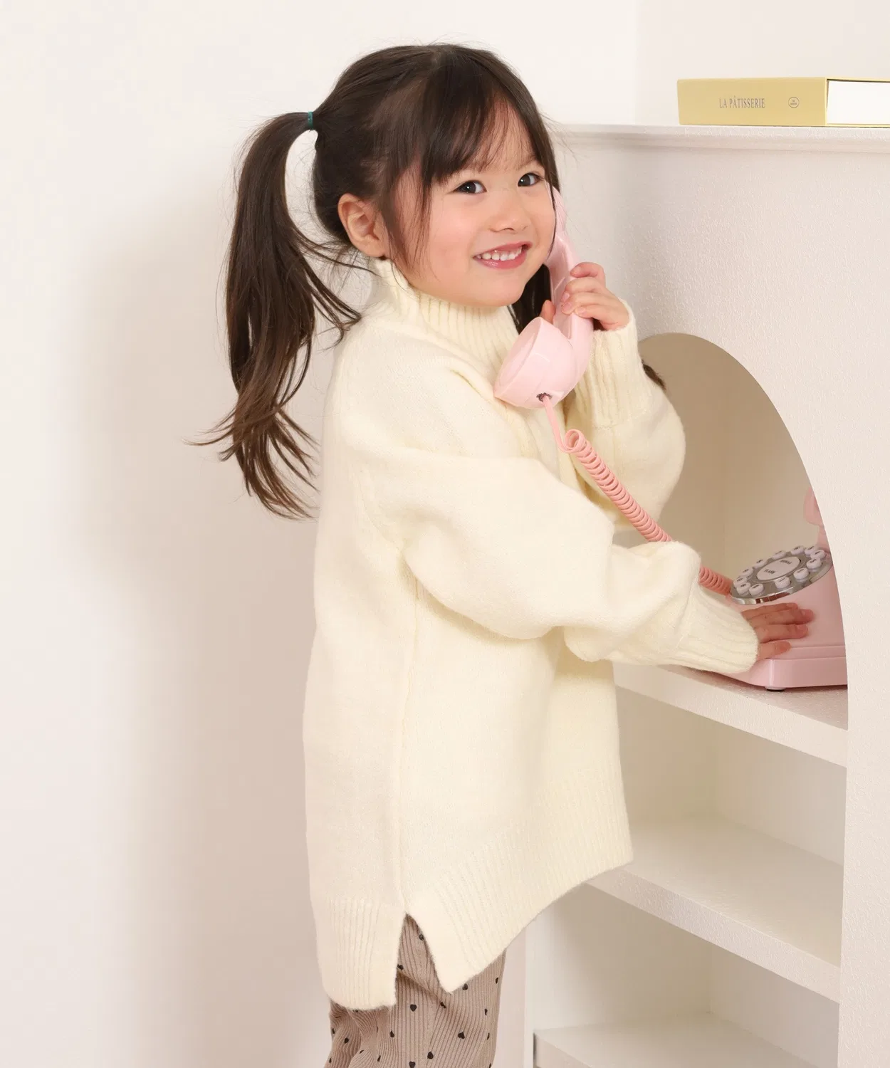 Детский свитер с длинным рукавом высоким воротником OMNES, Ivory
