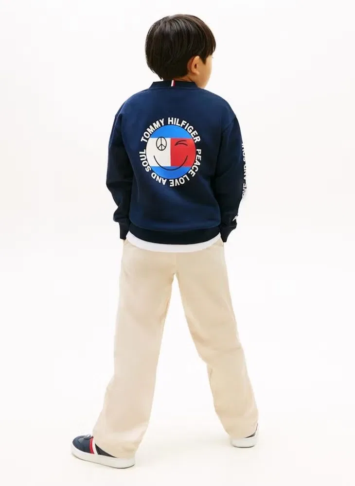 Свитшот с принтом Smiley flag Tommy Hilfiger, темно-синий — фото 2