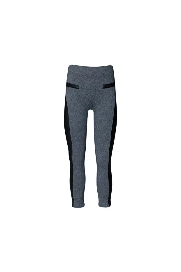 Детские леггинсы для девочек с кожаными боковыми вставками Lovetti, Gray 5