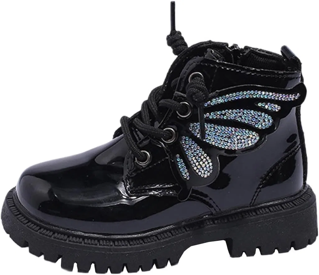 Детские ботинки для девочек с принтом Rhinestone Ankle Boots Zzalalana, Black