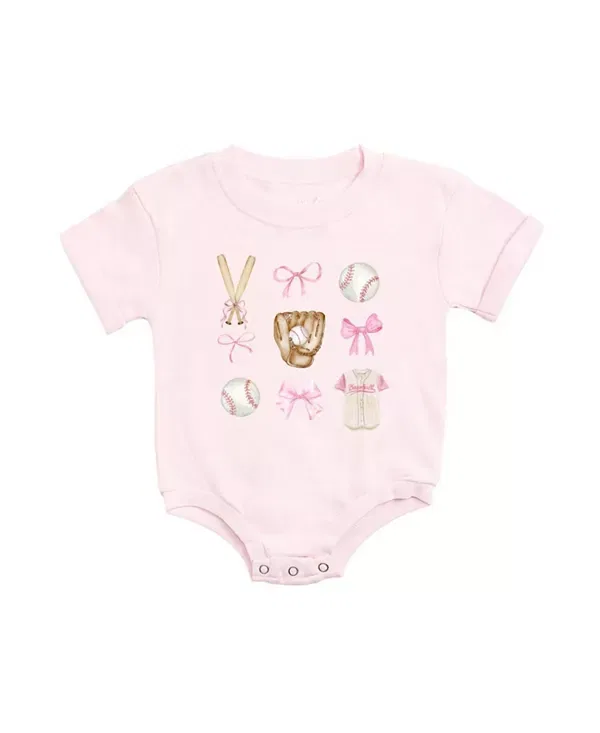 Детский комбинезон для девочек с коротким рукавом Baseball Cutie Sweet Wink, Ballet Pink