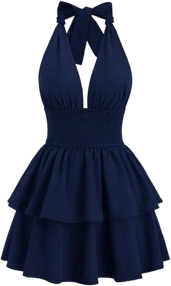 Женское мини-платье А-силуэта без рукавов Navy Blue
