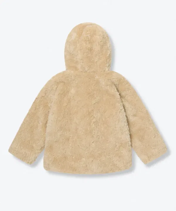 Короткий дафлкот с искусственным каракулем, Musinsa Standard Kids, бежевый — фото 4