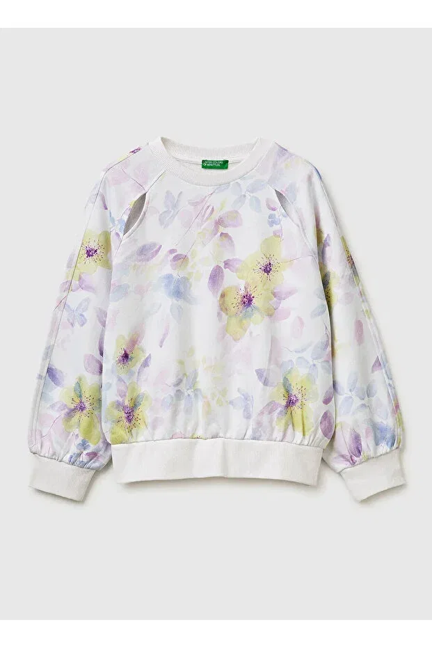 Детские свитшот для девочек хлопковый United Colors Of Benetton, Ecru