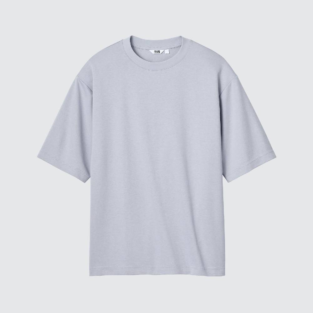Футболка Uniqlo AIRism Cotton Oversized Crew Neck, 70 светло-фиолетовый