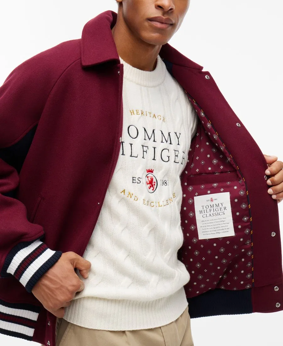 Мужская куртка-бомбер American Icons из шерстяной смеси Tommy Hilfiger, Burgundy — фото 4