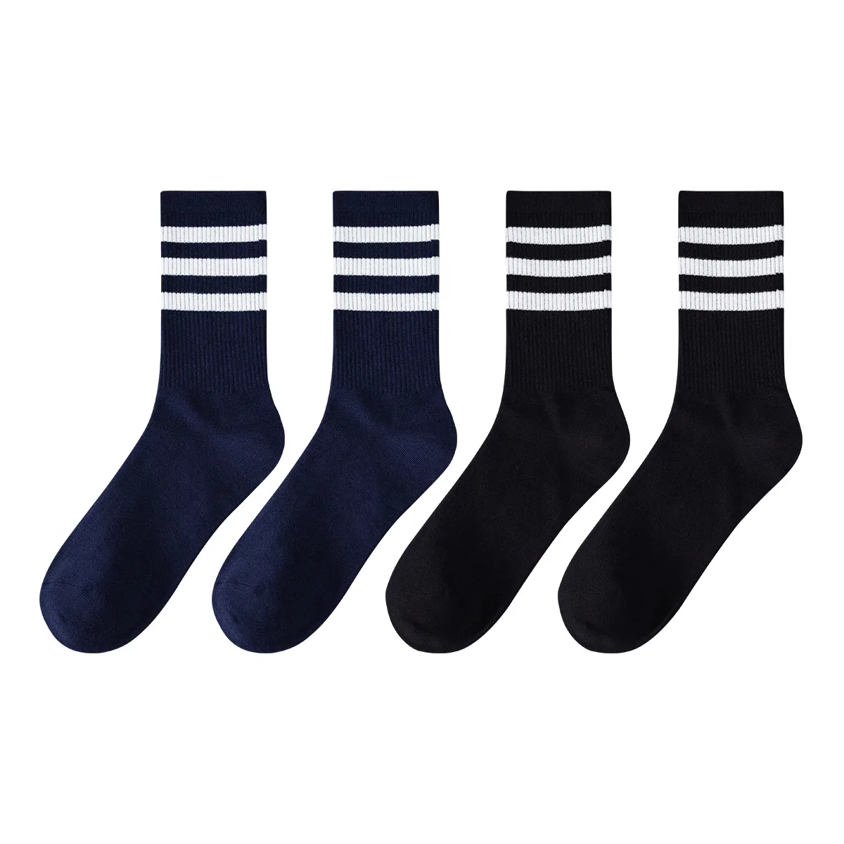 Детские носки до колена с принтом, комплект из 4 пар, Black 2+Royal Blue 2, MIIOW