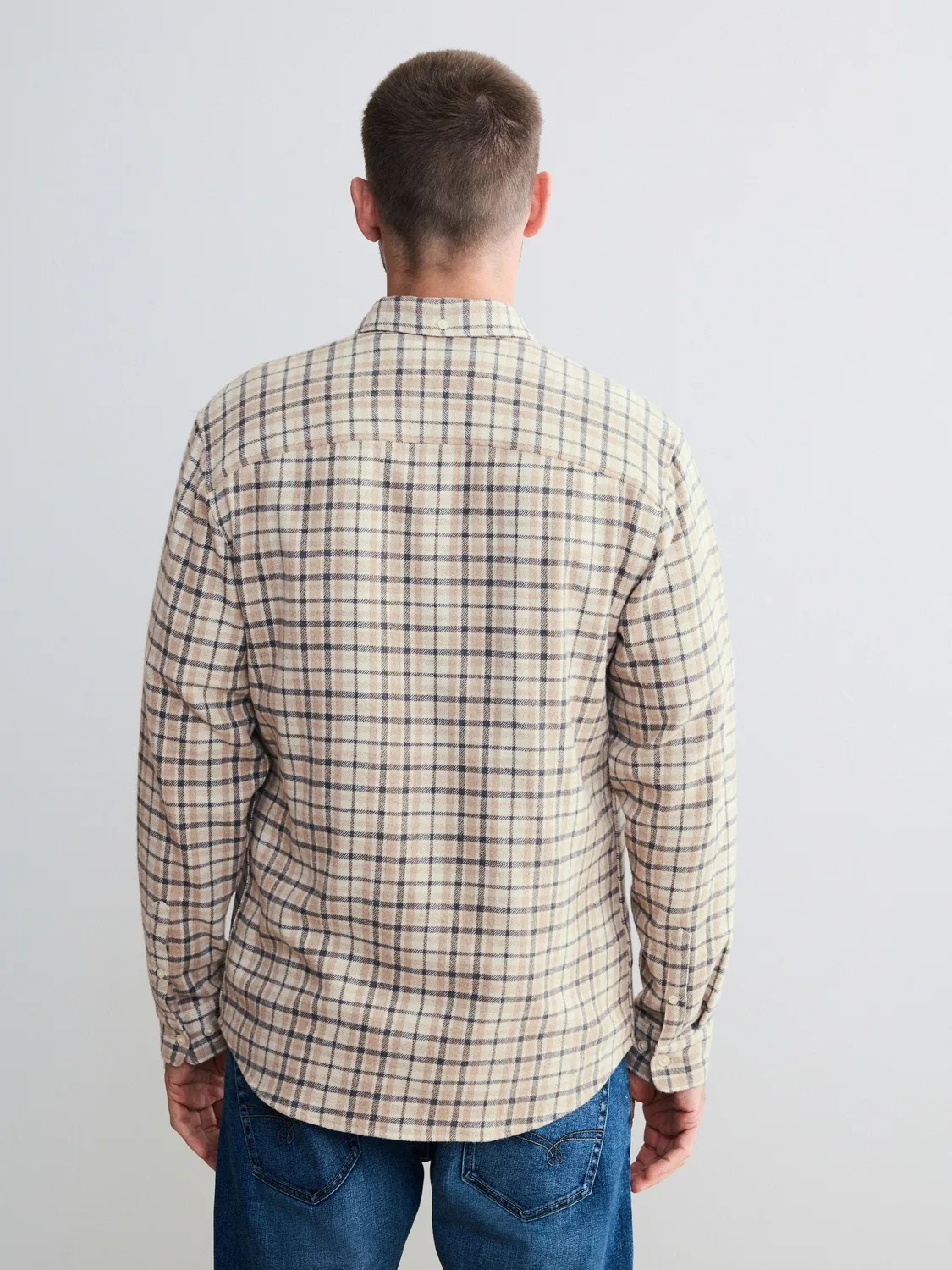 Рубашка в клетку Signature Long Sleeve Check Next, цвет Ecru — фото 4