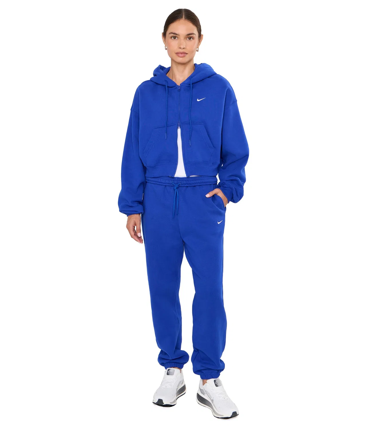 Брюки Studio Fleece средней плотности с высокой посадкой и свободными манжетами. Nike, Old Royal/Sail — фото 2