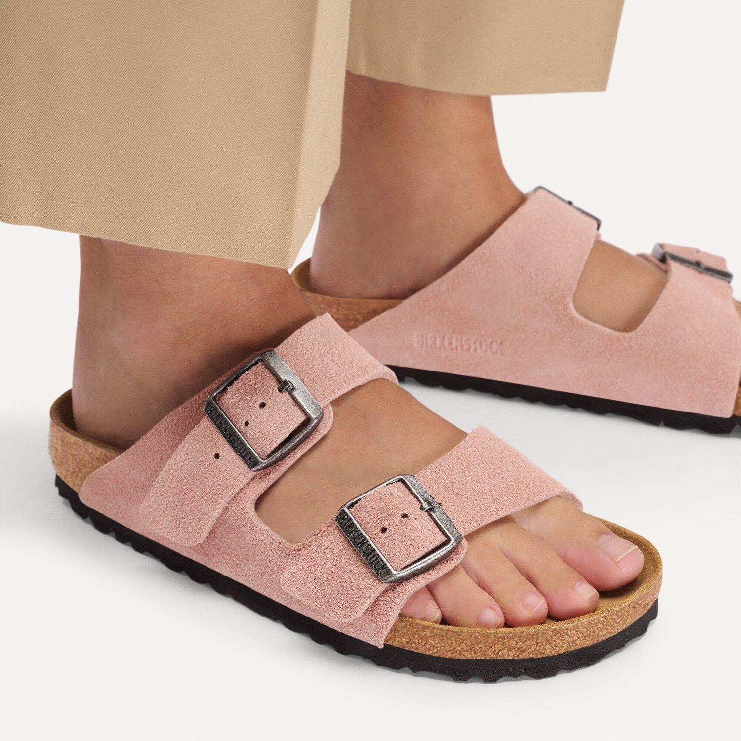 Сандалии Birkenstock Arizona Suede Leather узкие, розовый — фото 4