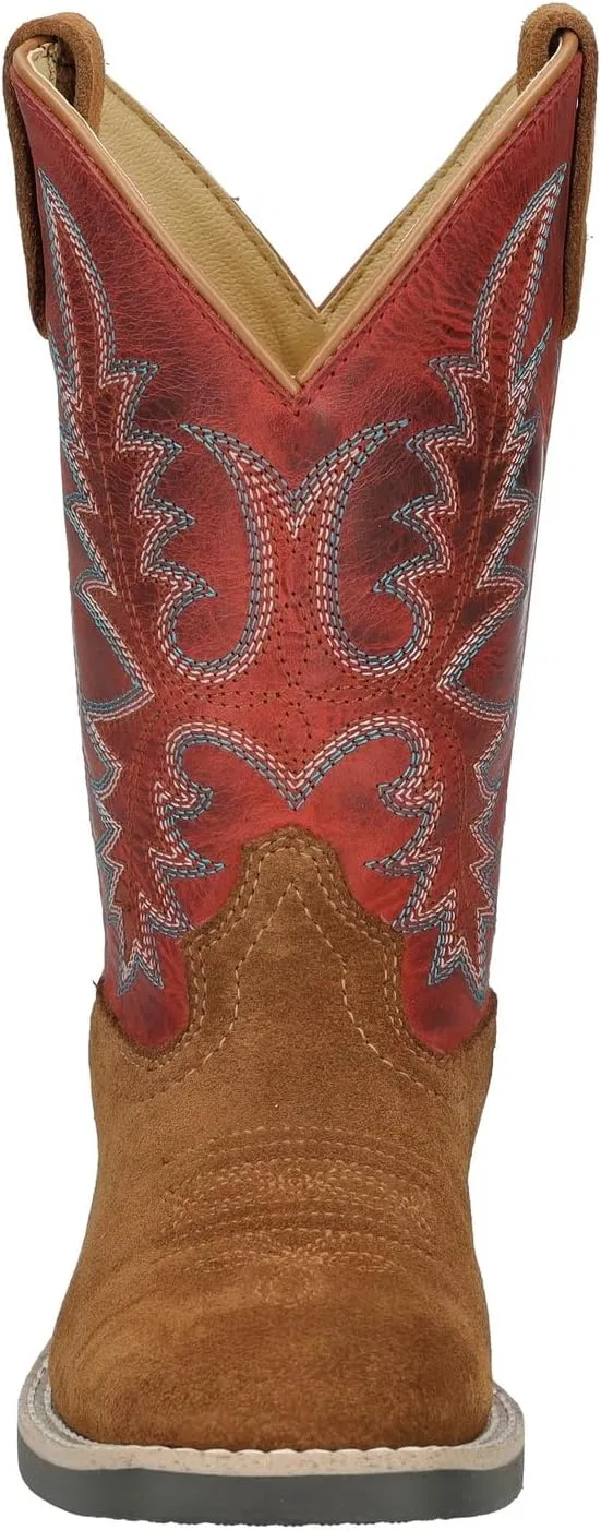 Детские ботинки для мальчиков с квадратным носком из кожи Briscoe Smoky Mountain Boots, Tan/Red Crackle — фото 2