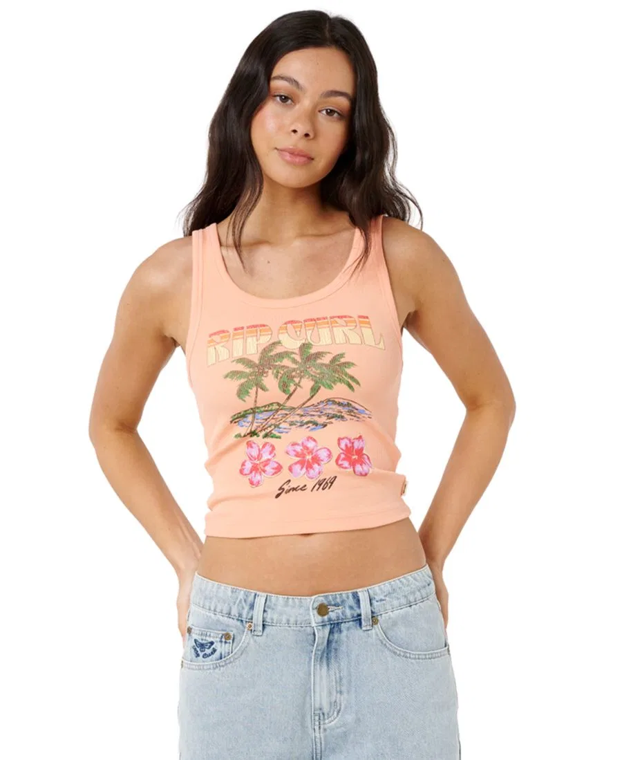 Женский укороченный топ с графическим принтом, модель Hayley O Rip Curl, Papaya — фото 3