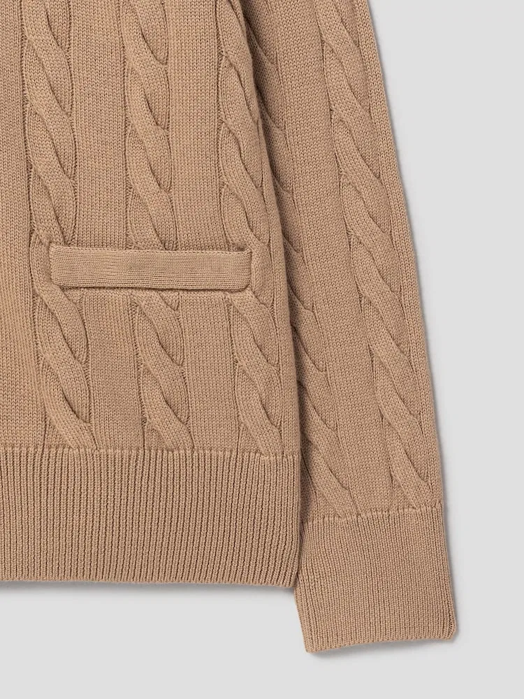 Кардиган Cable Stitch Cardigan AMI PARIS, Camel — фото 4