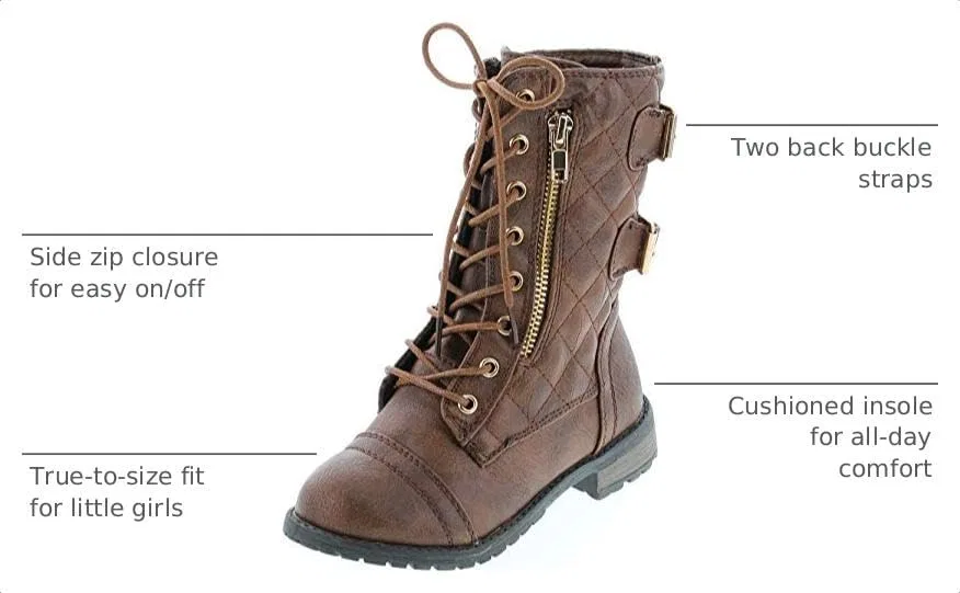 Детские ботинки для девочек на шнуровке с принтом JJF Shoes, Brown — фото 3