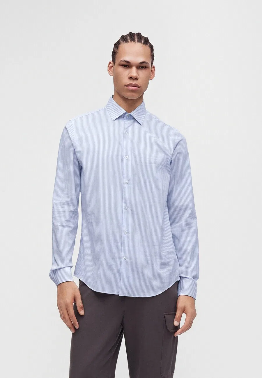 Рубашка на пуговицах Calvin Klein Slim fit 'ESNTL' синего и светло-голубого цвета — фото 2